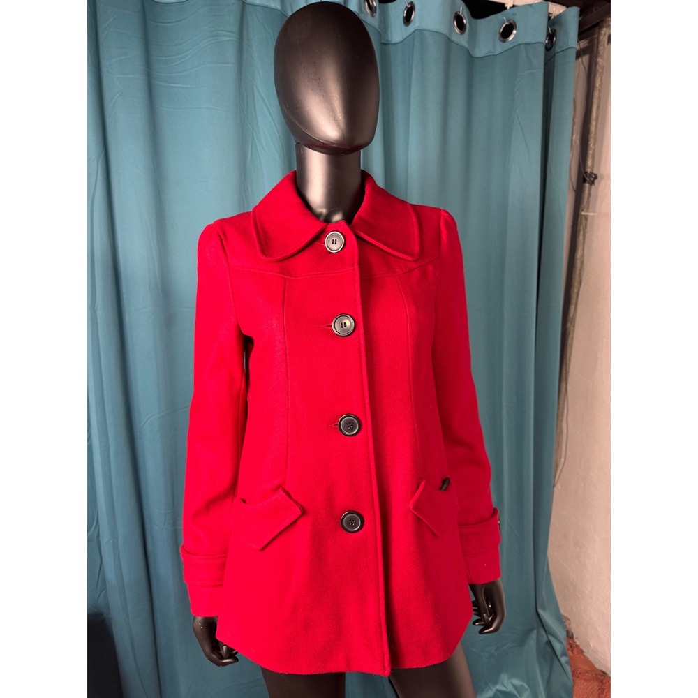 Forever‎ 21 Red Wool Blend Button Front Collar Coat M M